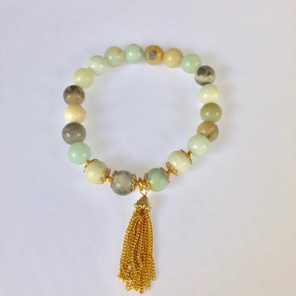 Amazonite Gemstone Blue Beaded Bracelet-1010 - Picture 4 of 5